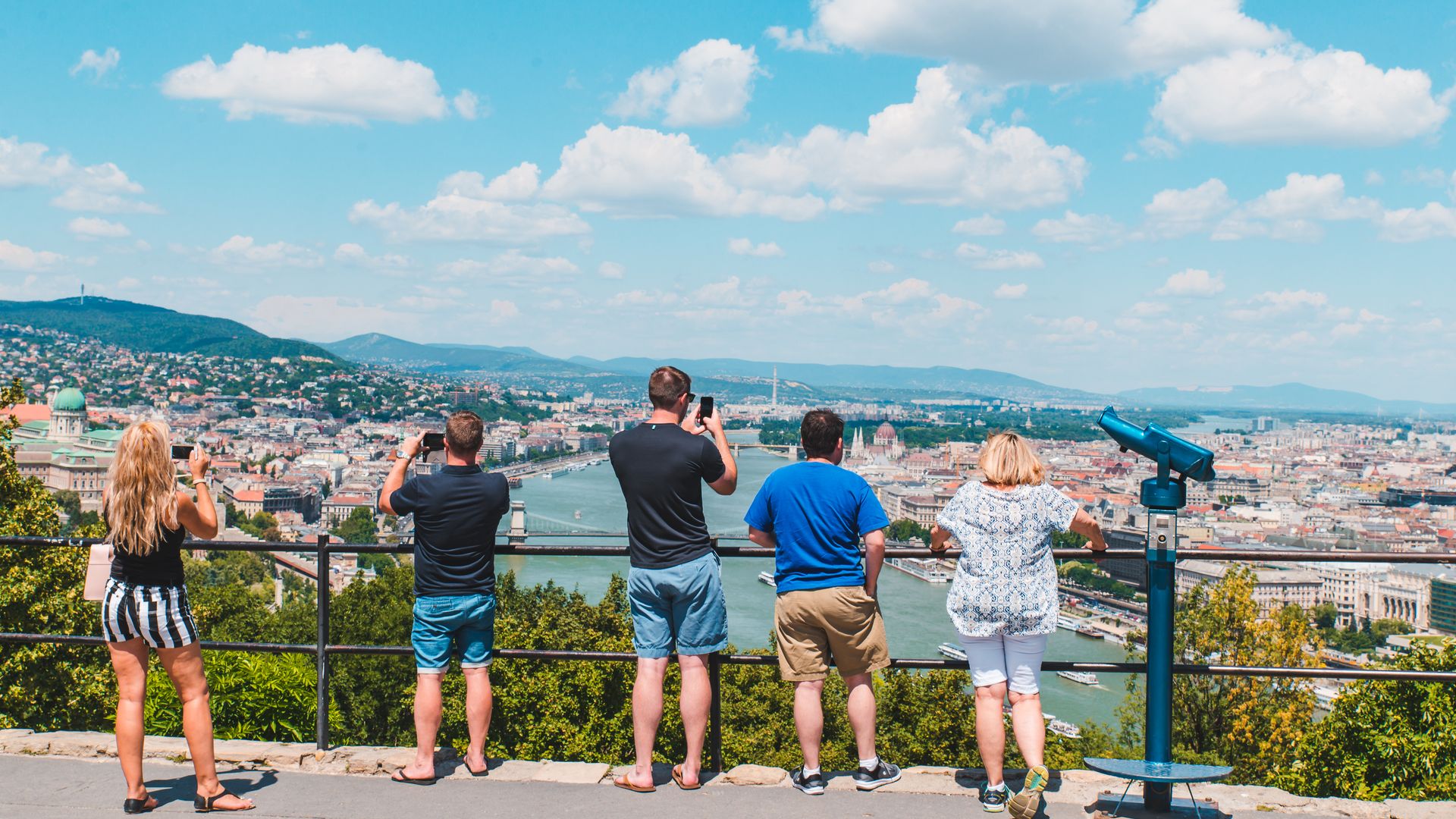 Group of tourists in Budapest