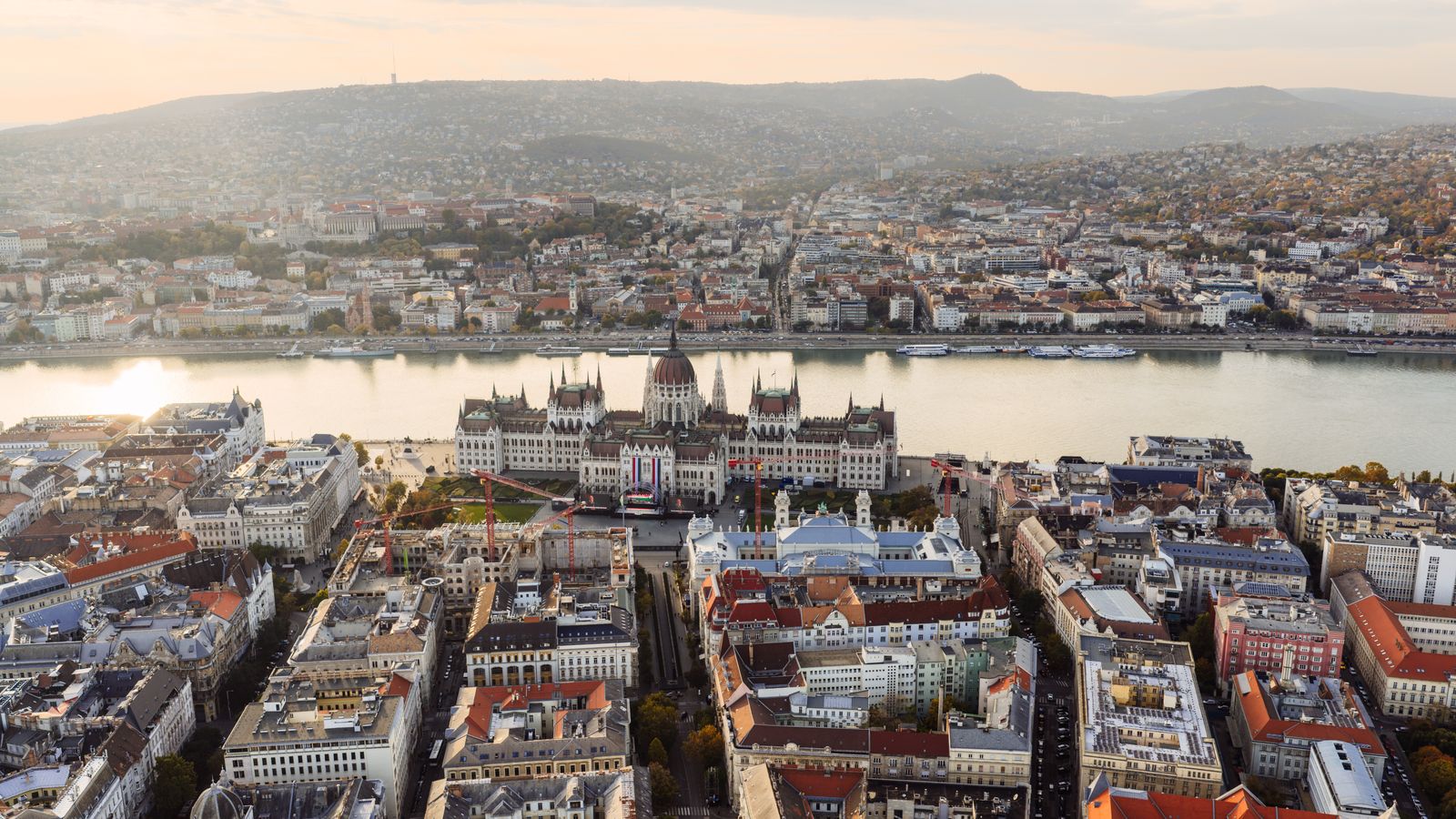 Aerial view of Budapest with the Hungarian Parliament