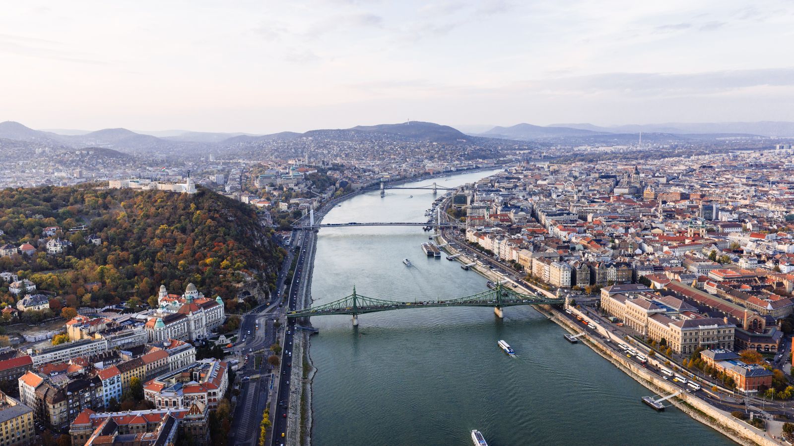 Aerial view of Budapest on the Danube